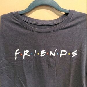 FRIENDS TV Series Gray M Logo T-shirt Cotton